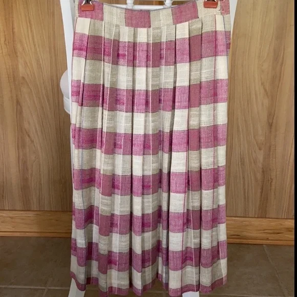 C’est Petite EUC Vintage Pleated Flax Blend Skirt - Picture 8 of 9